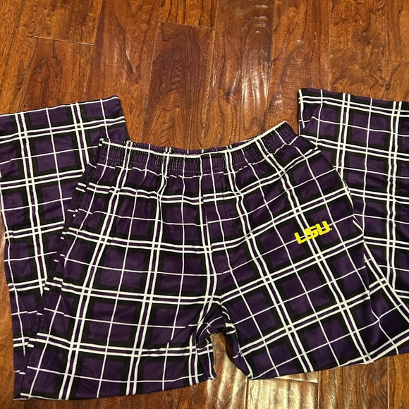 Mens- LSU lounge pants Purple Plaid - Picture 4 of 4